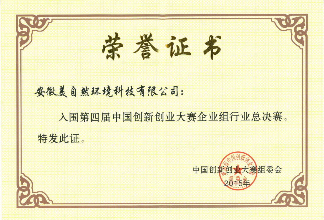 创新创业大赛荣誉证书